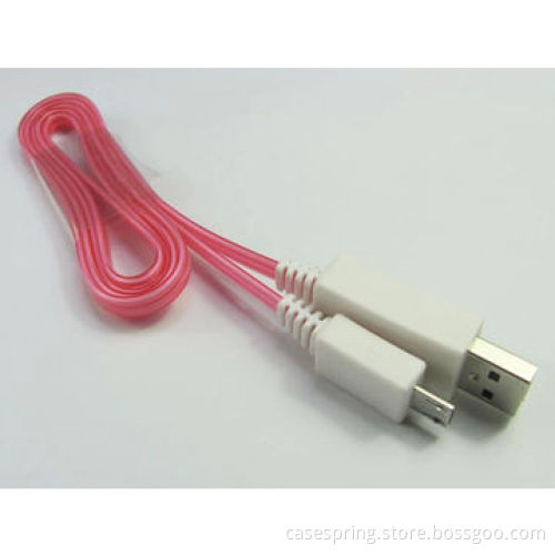 Factory wholesale colorful LED light micro data cable for cellphone